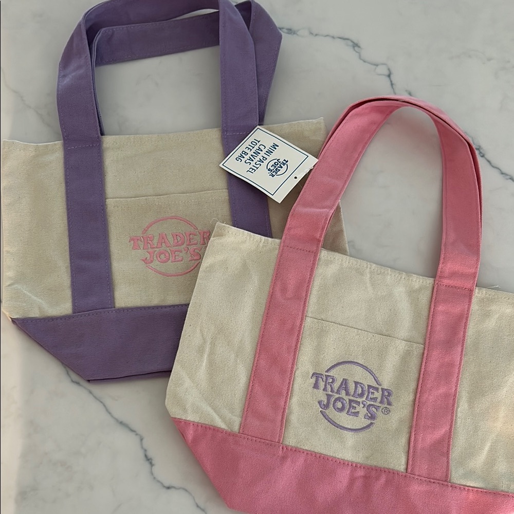 Trader Joe’s Pink and Purple Mini Canvas Totes